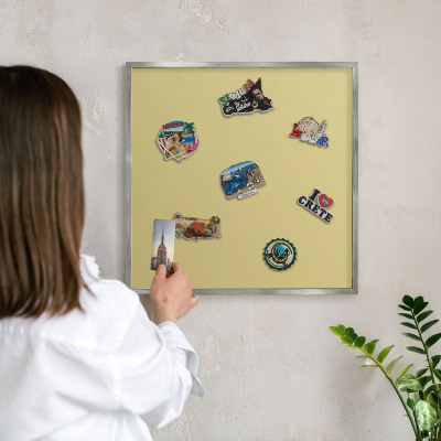 Tableau magnétique décoratif avec cadre argenté Jaune vintage