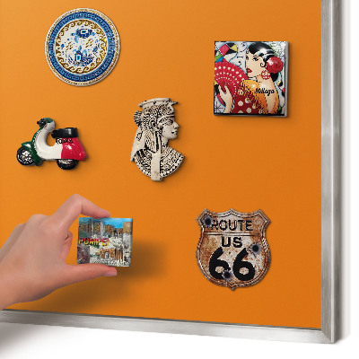Tableau pour collection d'aimants cadre argenté Orange fort