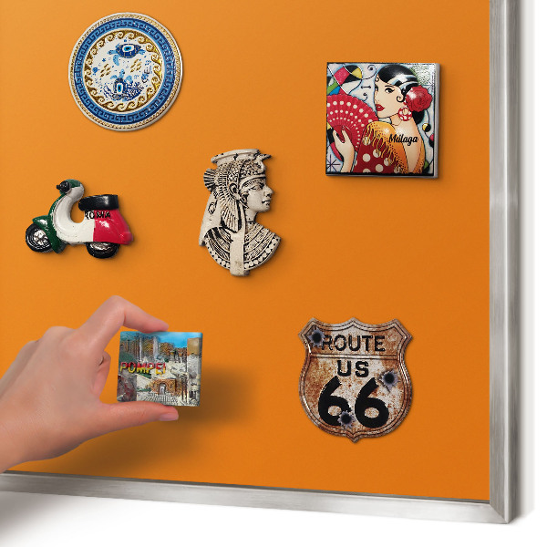 Tableau pour collection d'aimants cadre argenté Orange fort