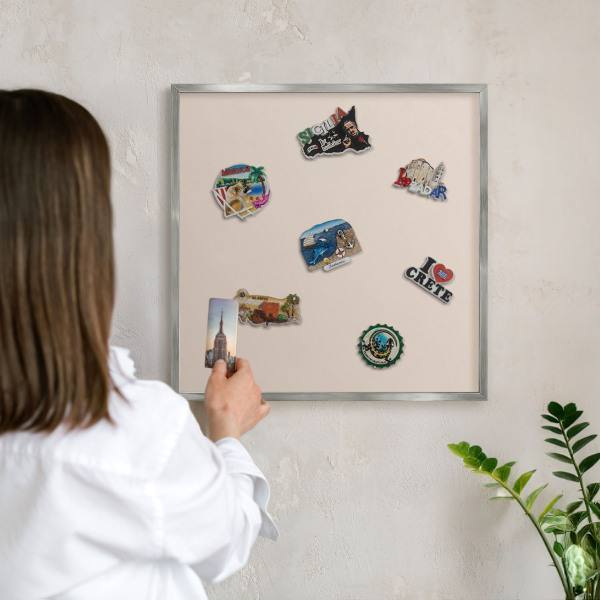 Tableau pour collection d'aimants cadre argenté Beige chaud