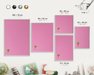 Tableau magnétique décoratif avec cadre argenté Rose frais