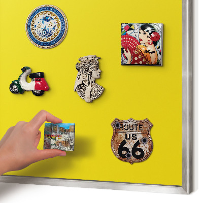 Tableau pour collection d'aimants cadre argenté Jaune intense