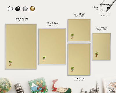 Tableau magnétique décoratif avec cadre argenté Jaune beige