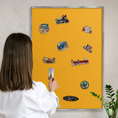 Tableau pour collection d'aimants cadre argenté Orange vif
