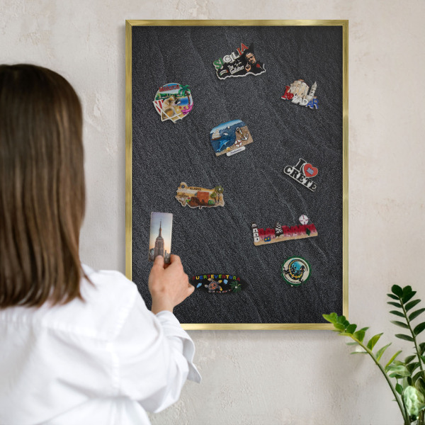 Tableau pour aimants cadre doré Texture grise