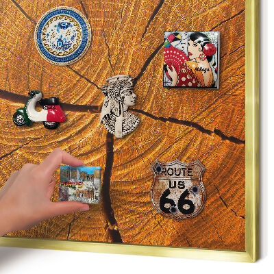 Tableau magnétique avec cadre de couleur dorée Grain de bois