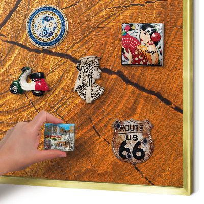 Tableau magnétique avec cadre de couleur dorée Grain de bois