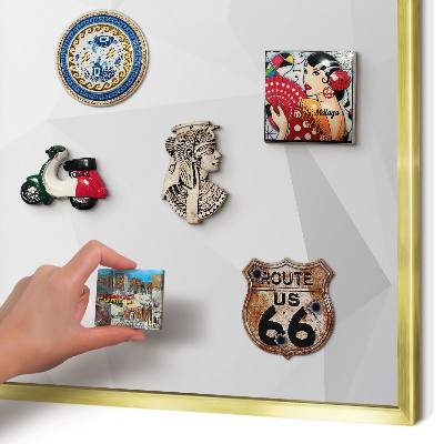 Tableau pour aimants cadre doré Géométrie blanche