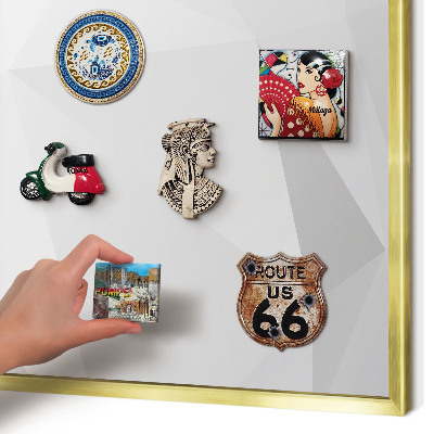 Tableau pour aimants cadre doré Géométrie blanche