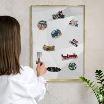 Tableau pour aimants cadre doré Géométrie blanche