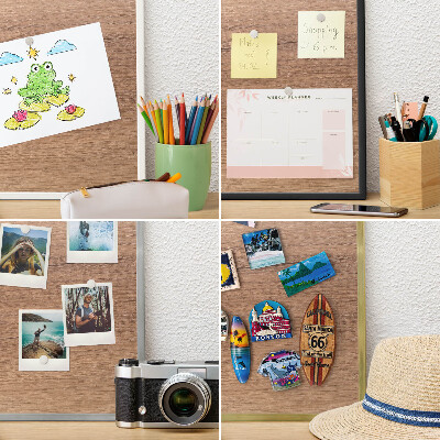 Tableau magnétique avec cadre de couleur dorée Texture du bois