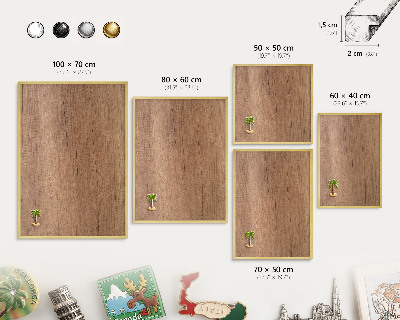 Tableau magnétique avec cadre de couleur dorée Texture du bois