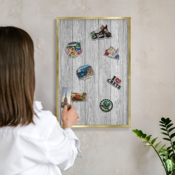 Tableau pour aimants cadre doré Texture bois