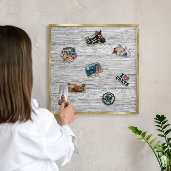 Tableau pour aimants cadre doré Texture bois