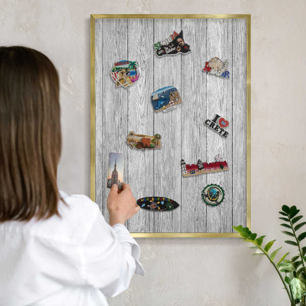 Tableau pour aimants cadre doré Texture bois