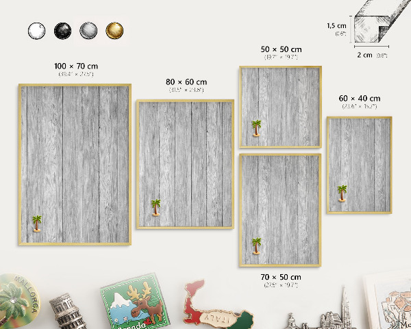 Tableau pour aimants cadre doré Texture bois