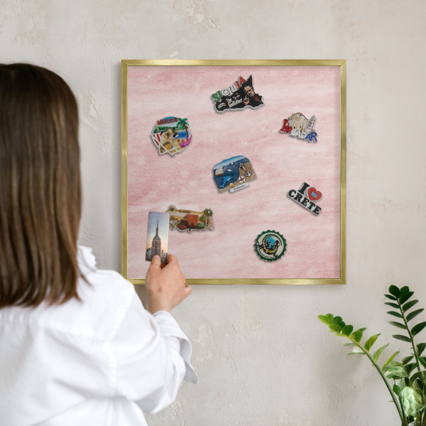 Tableau pour aimants cadre doré Texture rose