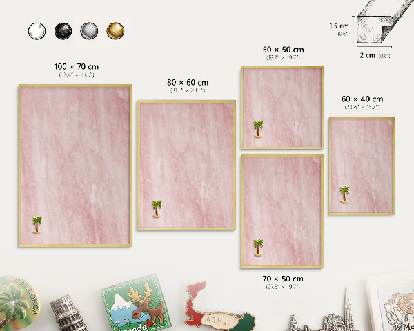 Tableau pour aimants cadre doré Texture rose
