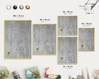 Tableau magnétique avec cadre de couleur dorée Surface grise