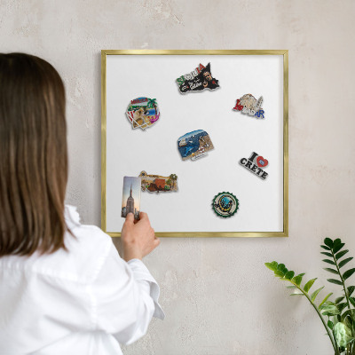Tableau magnétique avec cadre de couleur dorée Blanc pur