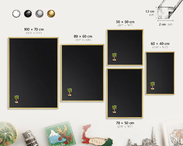 Tableau pour aimants cadre doré Noir