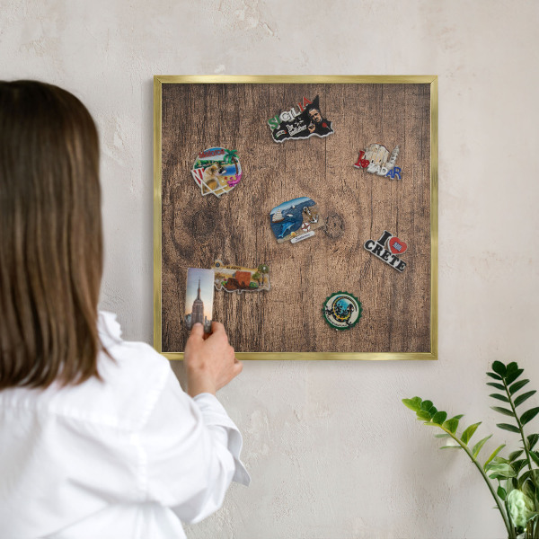 Tableau pour aimants cadre doré Texture bois