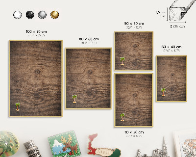 Tableau pour aimants cadre doré Texture bois