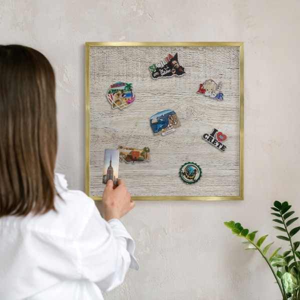 Tableau pour aimants cadre doré Texture bois