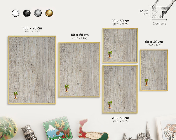Tableau pour aimants cadre doré Texture bois