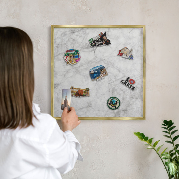 Tableau pour aimants cadre doré Marbre gris