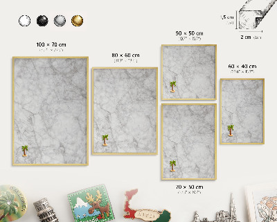 Tableau pour aimants cadre doré Marbre gris