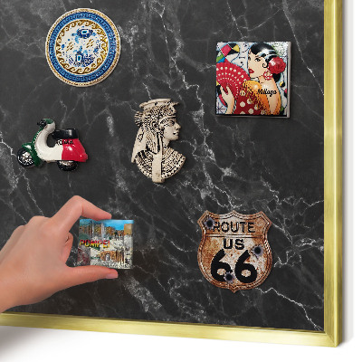 Tableau pour aimants cadre doré Marbre noir