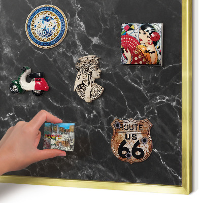 Tableau pour aimants cadre doré Marbre noir