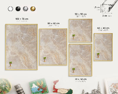 Tableau magnétique avec cadre de couleur dorée Marbre crème