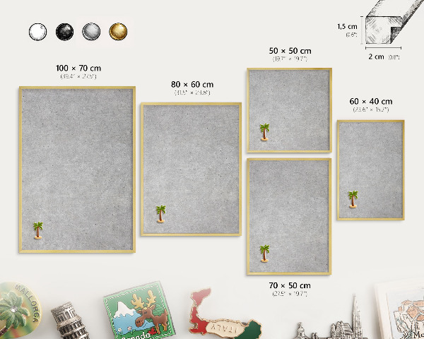 Tableau pour aimants cadre doré Texture grise