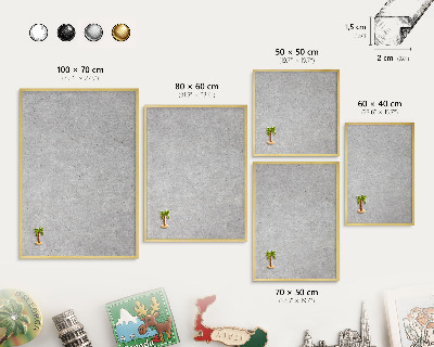 Tableau pour aimants cadre doré Texture grise