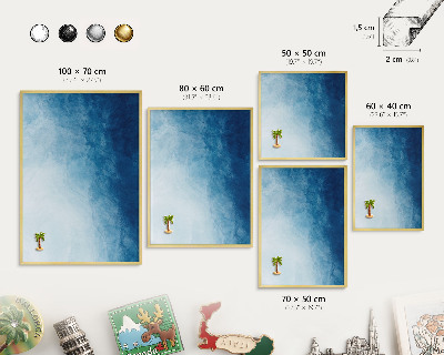 Tableau magnétique avec cadre de couleur dorée Abstractions bleues