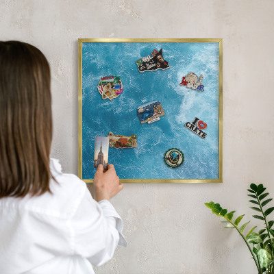 Tableau pour aimants cadre doré Vagues océaniques