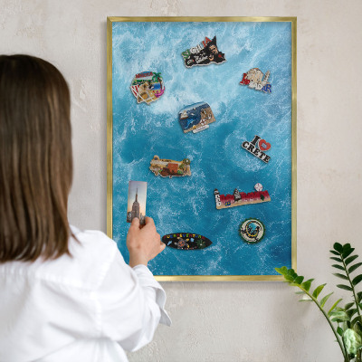 Tableau pour aimants cadre doré Vagues océaniques