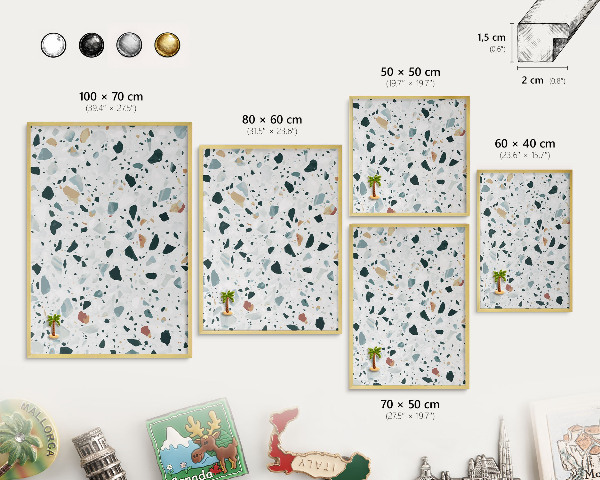 Tableau magnétique avec cadre de couleur dorée Motifs dynamiques