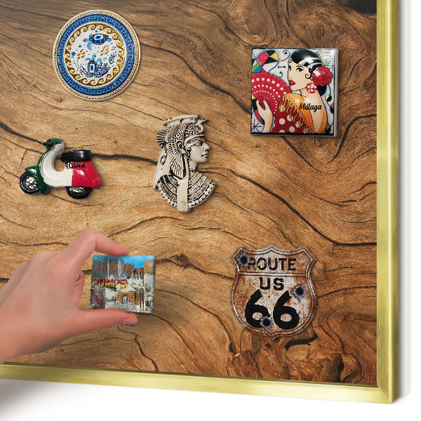 Tableau pour aimants cadre doré Grain de bois
