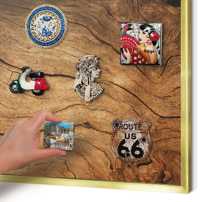 Tableau pour aimants cadre doré Grain de bois