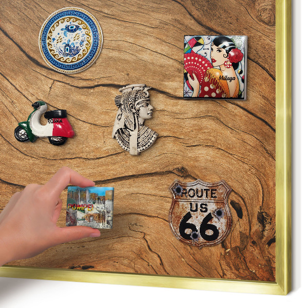 Tableau pour aimants cadre doré Grain de bois