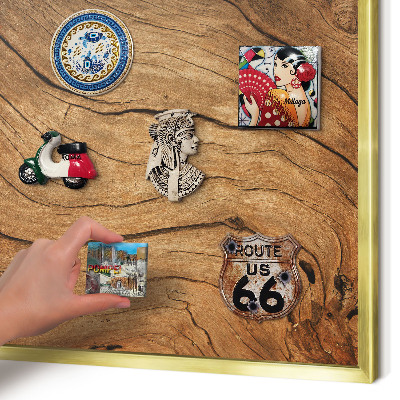 Tableau pour aimants cadre doré Grain de bois