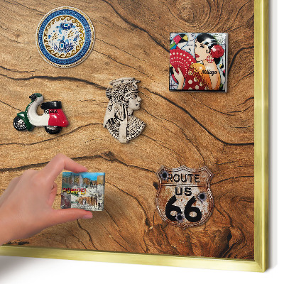 Tableau pour aimants cadre doré Grain de bois