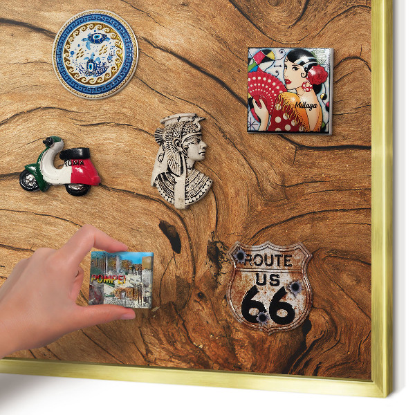 Tableau pour aimants cadre doré Grain de bois