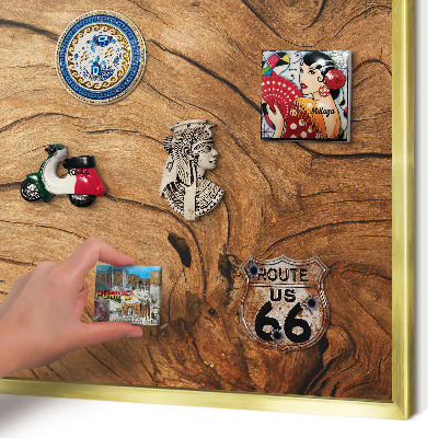 Tableau pour aimants cadre doré Grain de bois