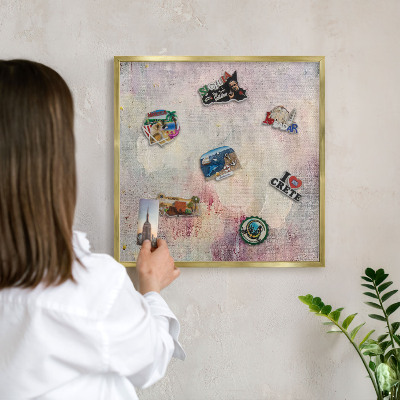 Tableau pour aimants cadre doré Abstraction pastel