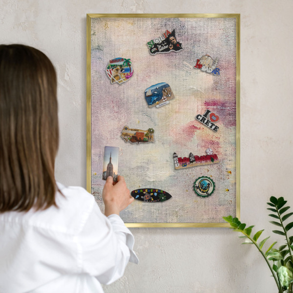 Tableau pour aimants cadre doré Abstraction pastel