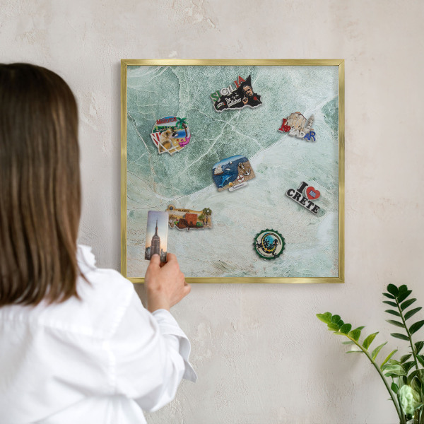Tableau magnétique avec cadre de couleur dorée Textures vertes
